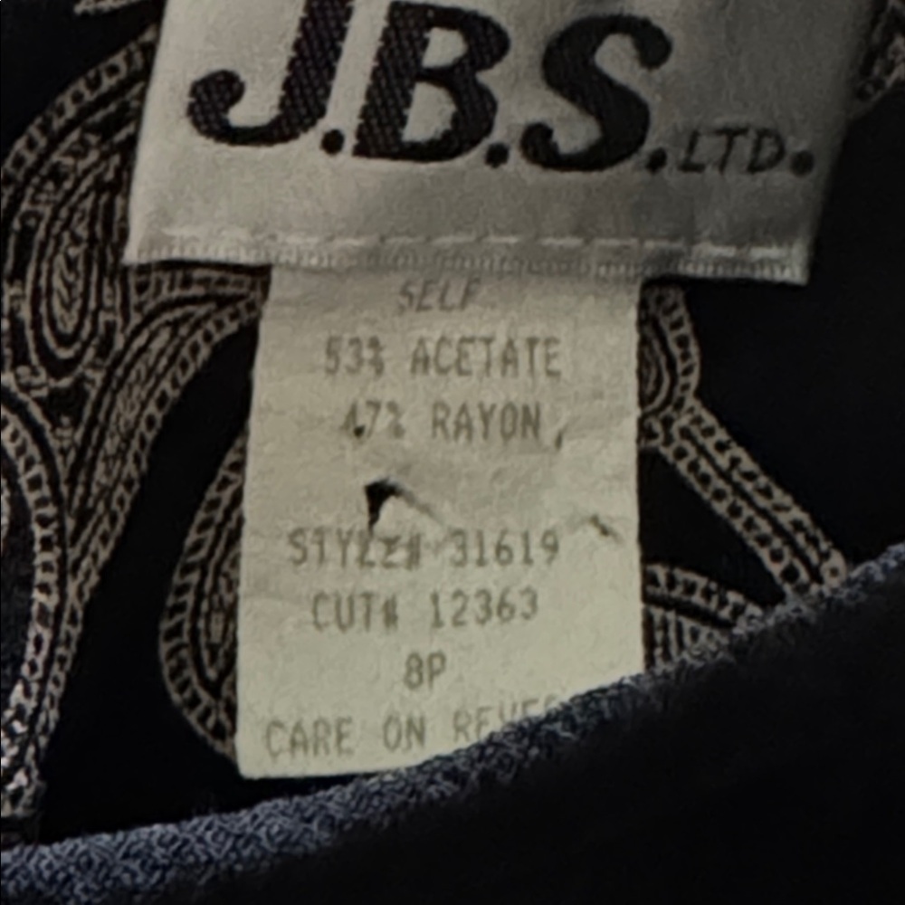 JBS‎ Ltd. Vintage Black tan vintage vest overlay Women's midi Dress Sz 8P - Picture 6 of 6